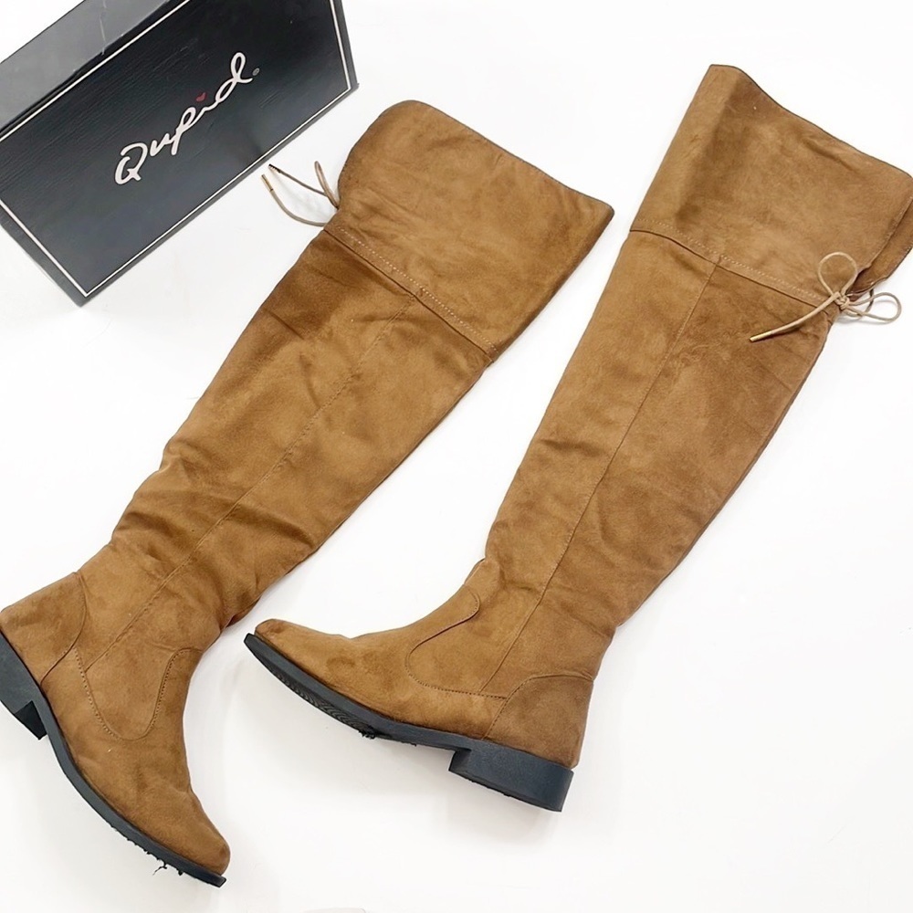 Qupid Zion tie back boots in coffee
